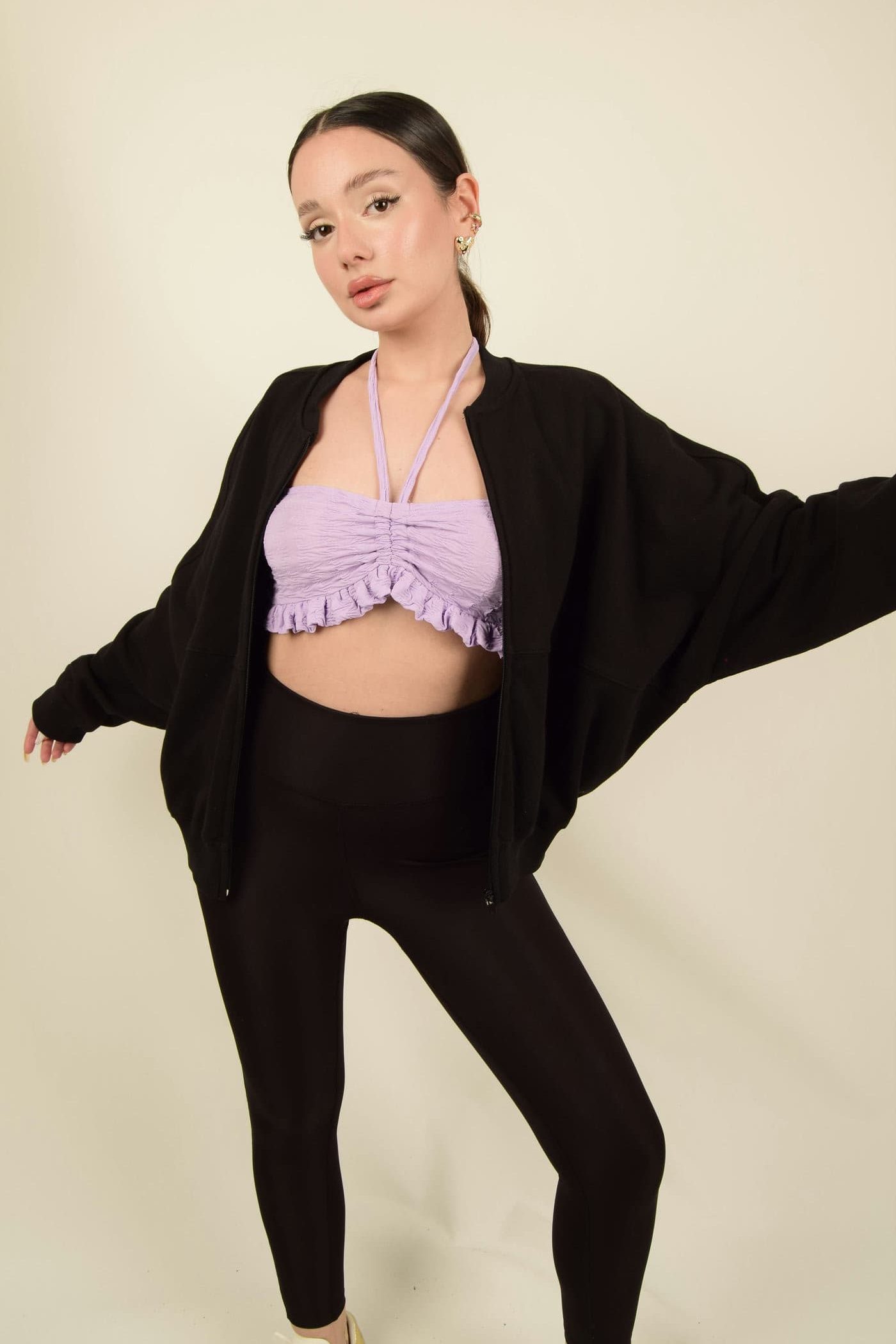 Fermuarlı Oversize Bomber Sweatshirt Ceket Görsel 11