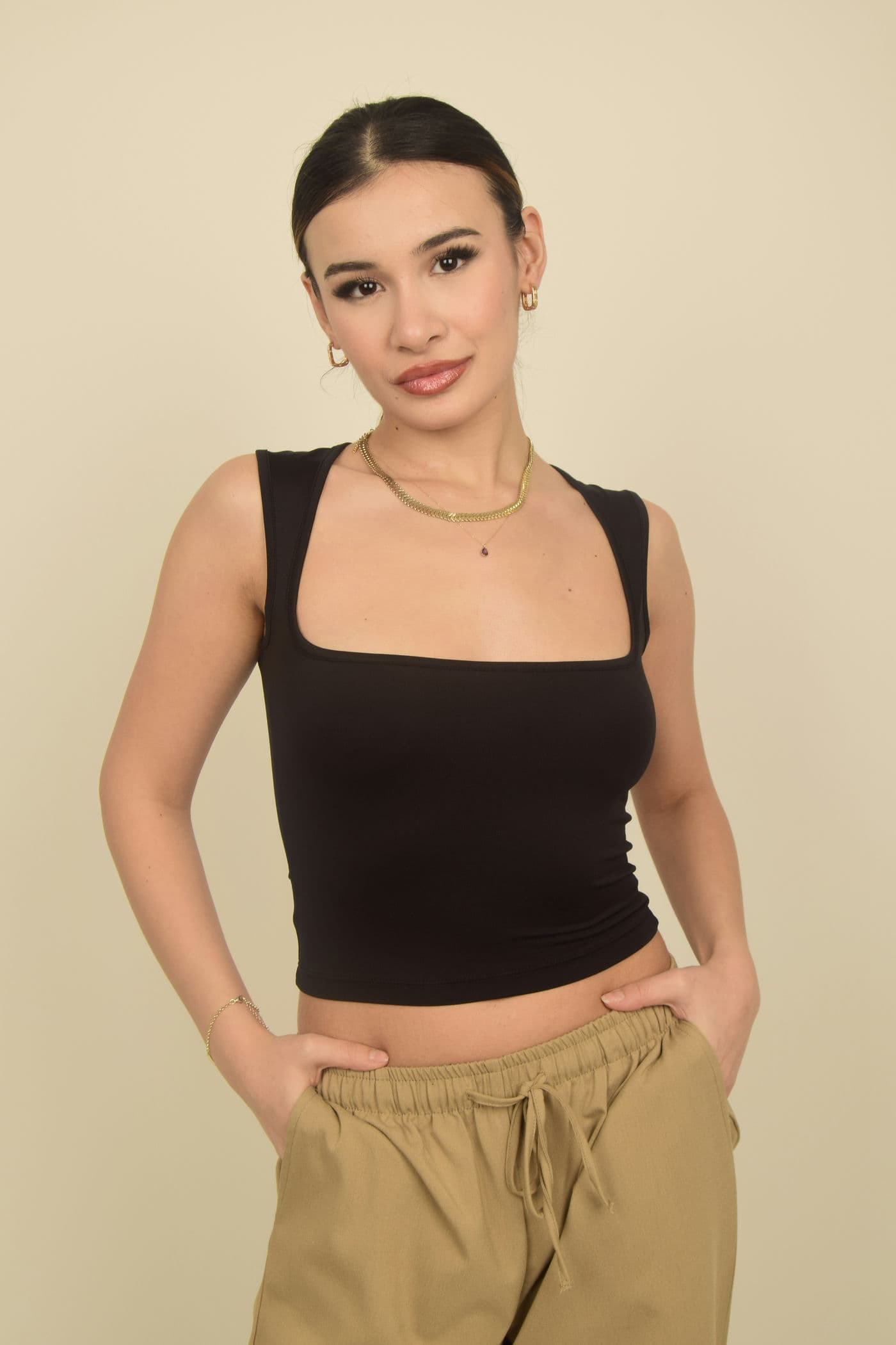 Siyah Kare Yaka Askılı Poliamid Süprem Body Görsel 3