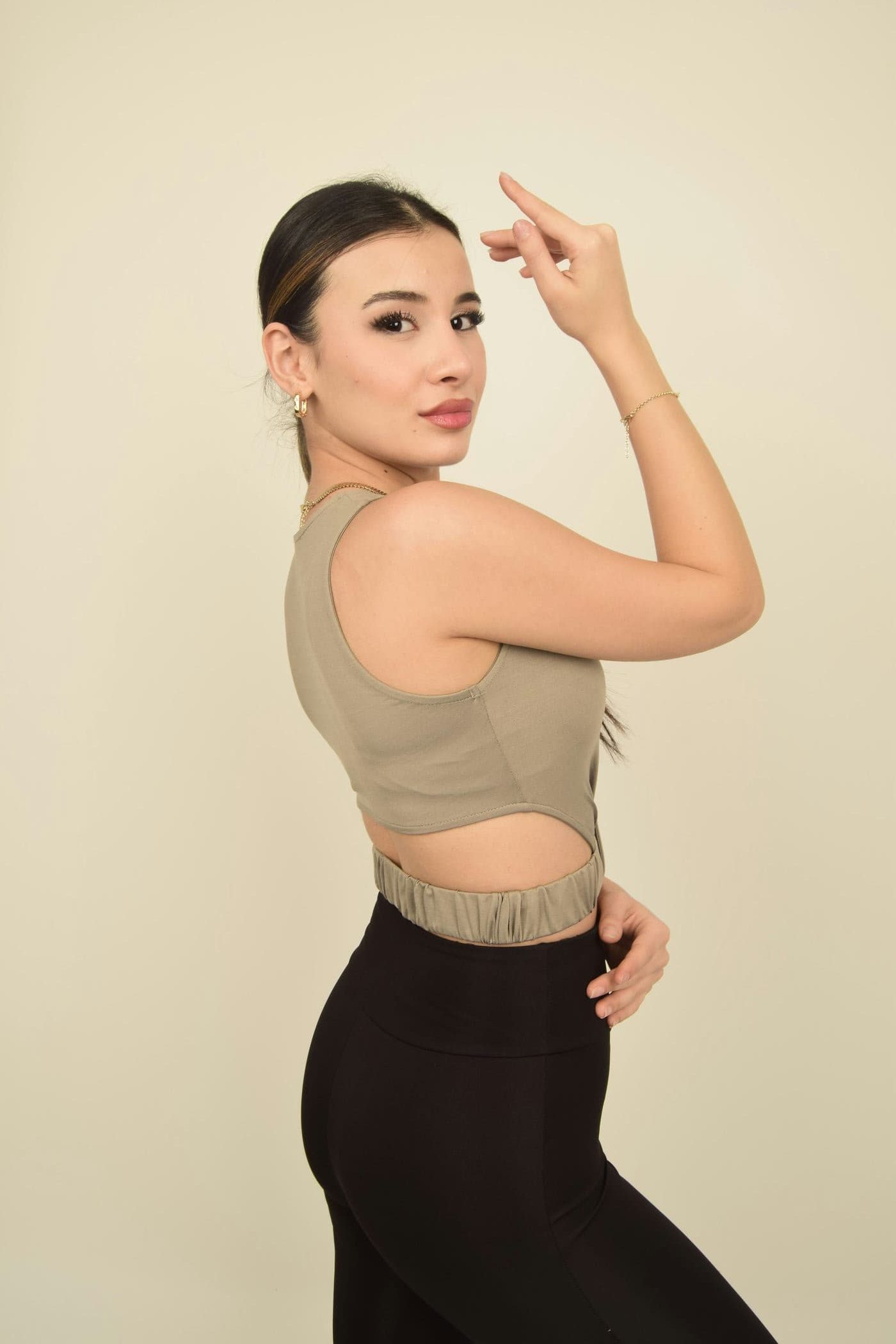Vizon Bel Lastik Kruvaze Yaka Poliamid Crop Body Görsel 5