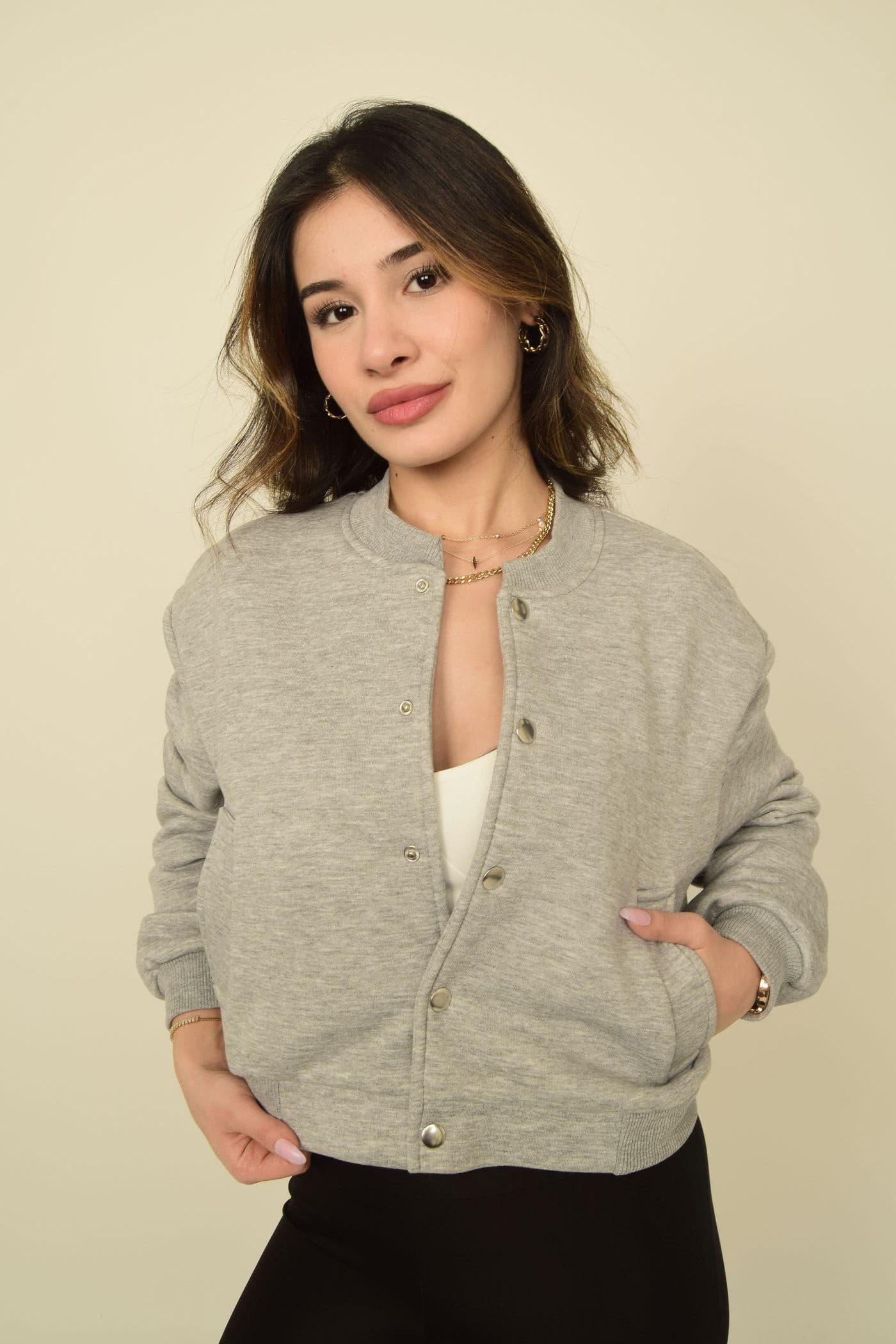 Siyah Şardonlu Bomber Ceket Sweatshirt Görsel 7