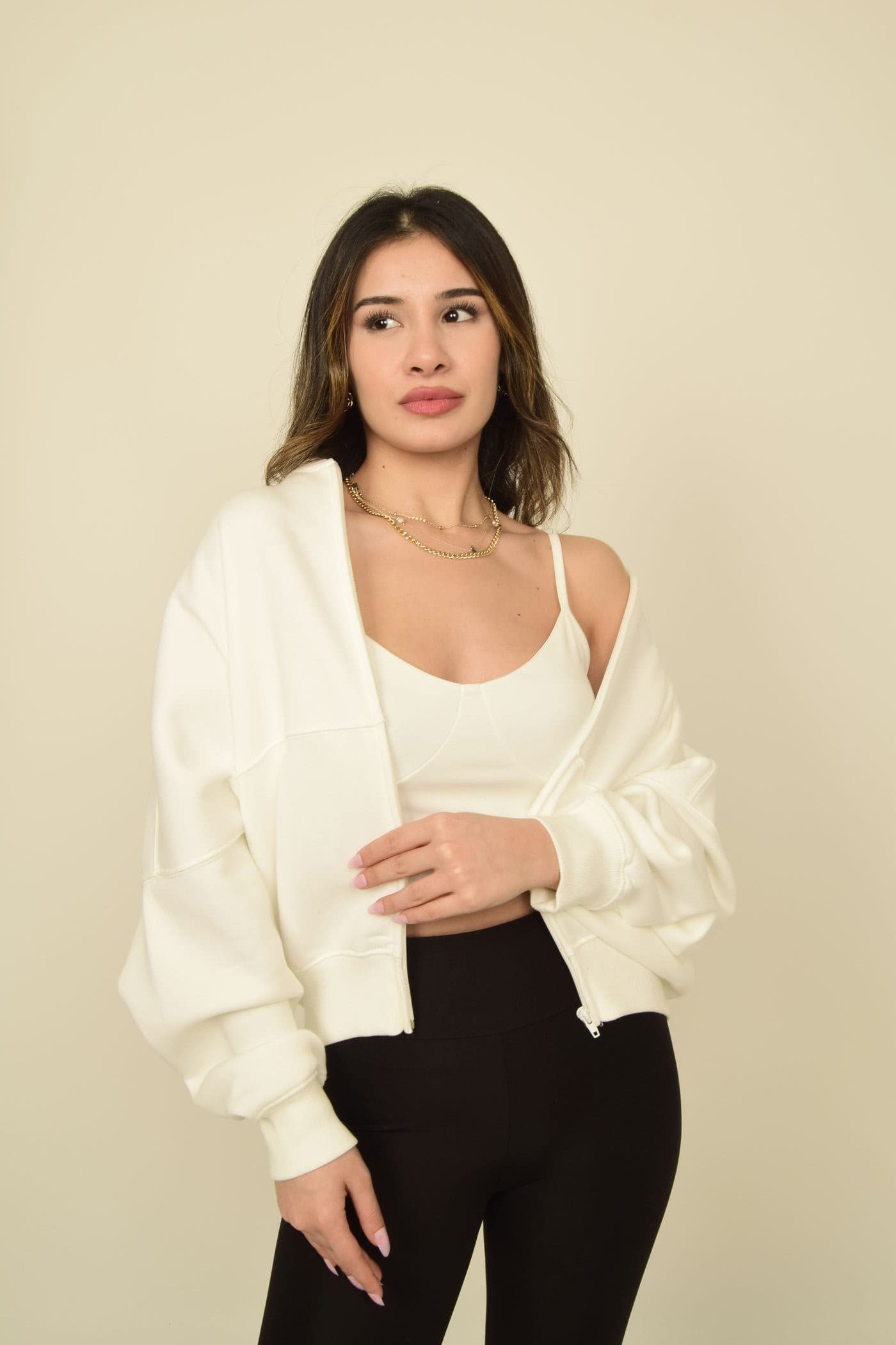 Fermuarlı Oversize Bomber Sweatshirt Ceket Görsel 24
