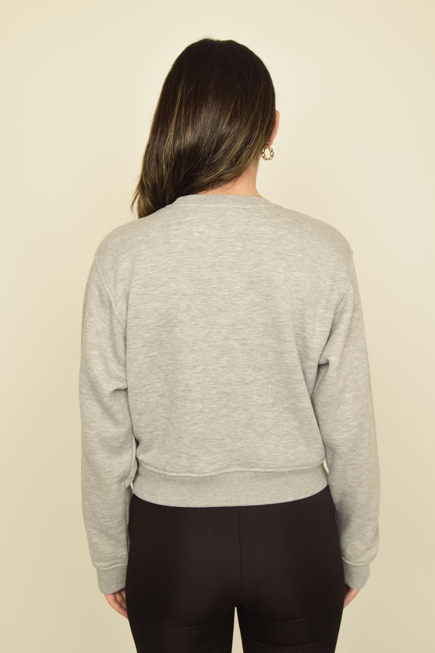 Bisiklet Yaka Regular Crop Sweatshirt Görsel 10