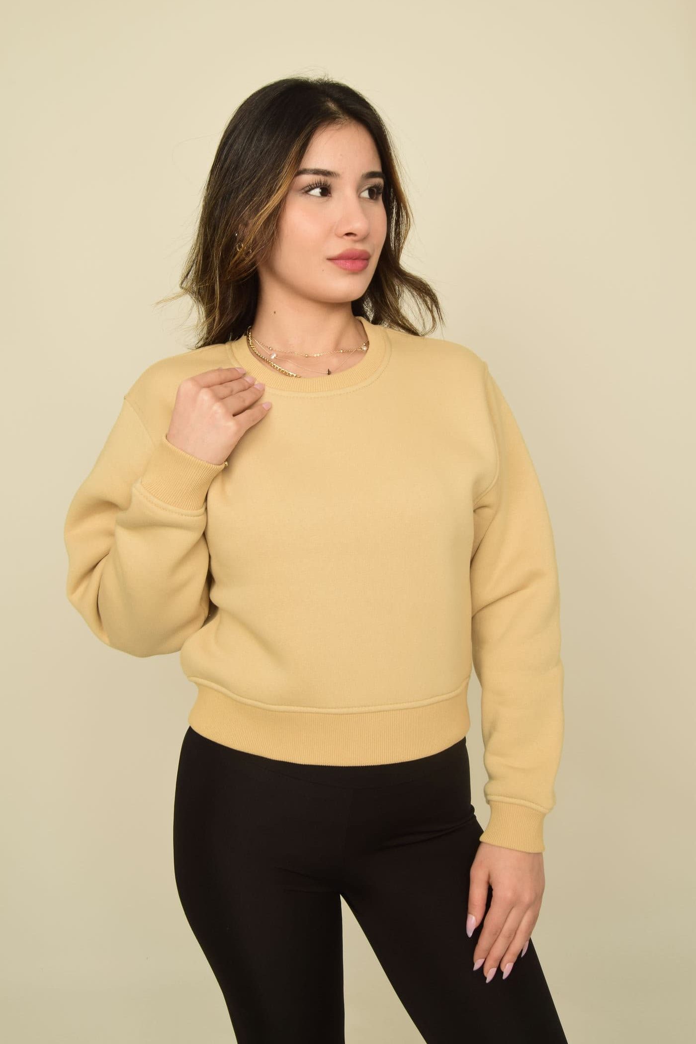 Bisiklet Yaka Regular Crop Sweatshirt Görsel 13