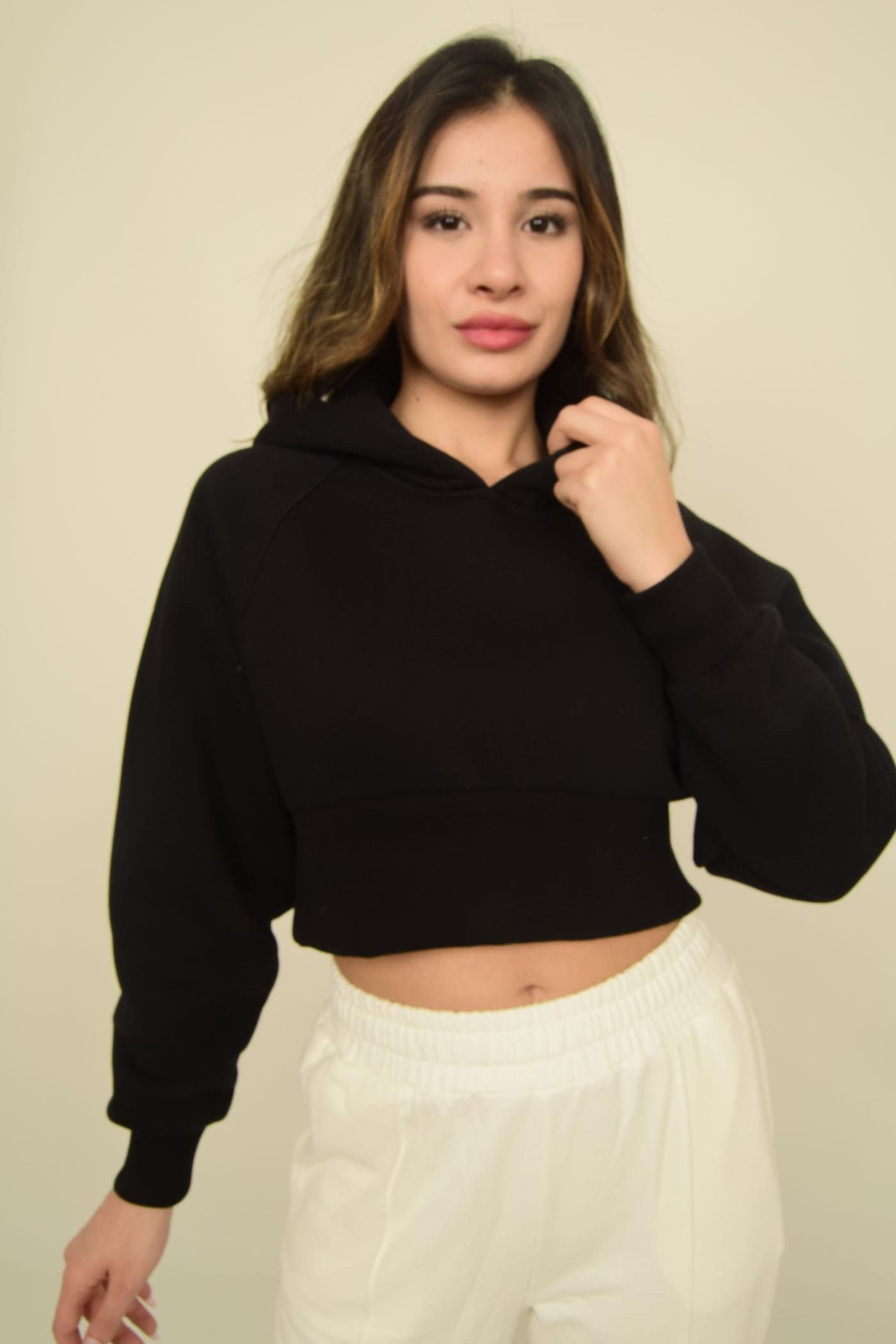 Kapüşonlu Crop Sweatshirt Kalın Bel Bantlı Görsel 9