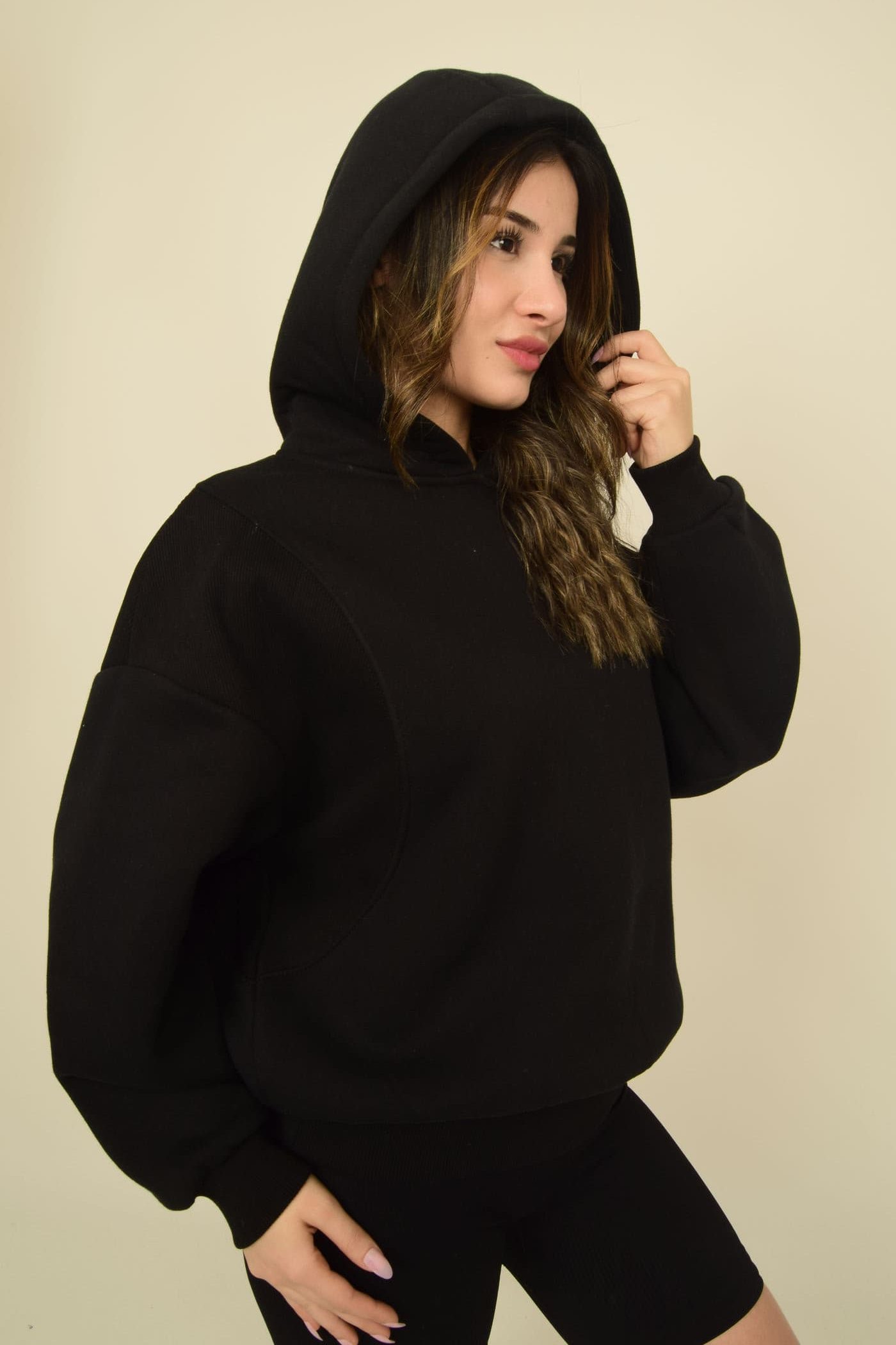 Kaşkorse Detaylı Kapüşonlu Oversize Sweatshirt Görsel 15