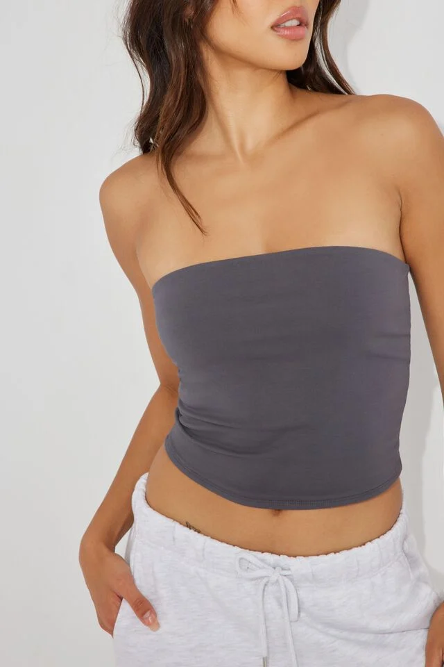Siyah Straplez Bandeau Poliamid Süprem Crop Body Görsel 21