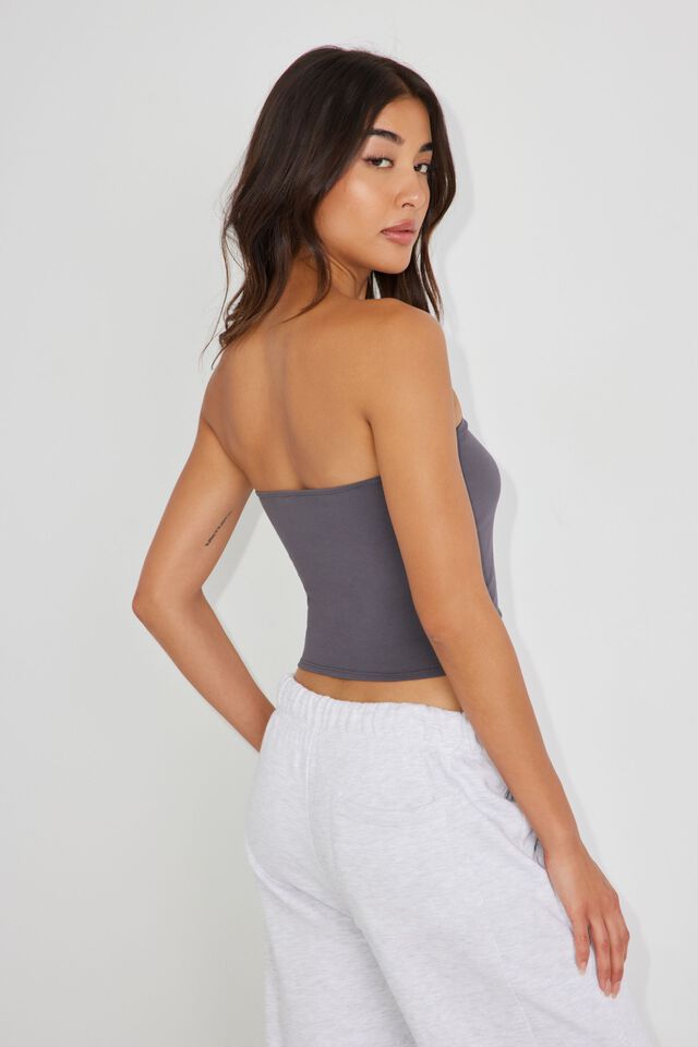 Siyah Straplez Bandeau Poliamid Süprem Crop Body Görsel 22